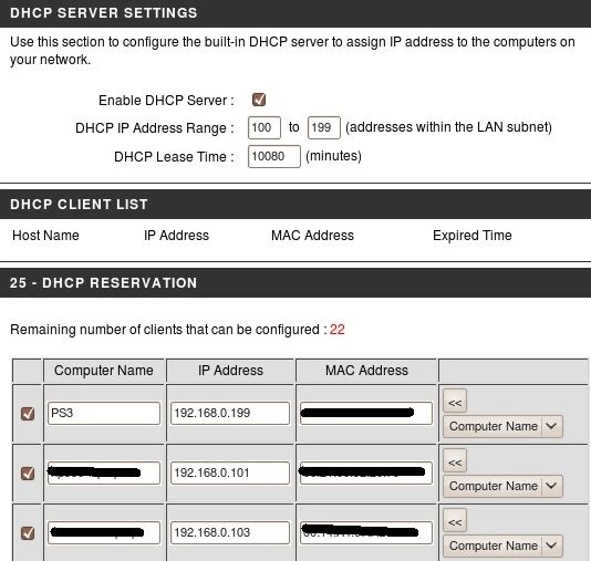 DHCP Reservations